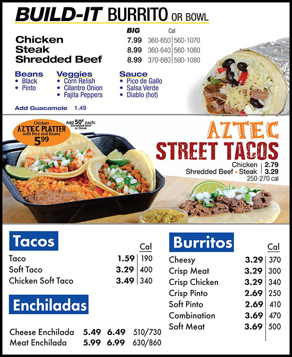 Amigos / Kings Classic Menu - Lincoln NE
13Chicken Bites 4.79 7.89 Meal
810 Cal 1170-1440 Cal
Sauce adds 60-220 Cal

14 Bagel Bun Sandwich
4.99 6.99 Meal
430-780 Cal 790-1340 Cal
• Cool Ranch
Dorito®
Burger
• California
BLT
• Club

15Cheese Frenchee 4.29 6.99 Meal
650 Cal 1010-1280 Cal
.99 Extra
Triangle with Meal

Soft Drinks or Iced Tea
Sm. 1.89 0-220
Med. 1.99 0-270
Lg. 2.29 0-440
Bottled Water 1.99






