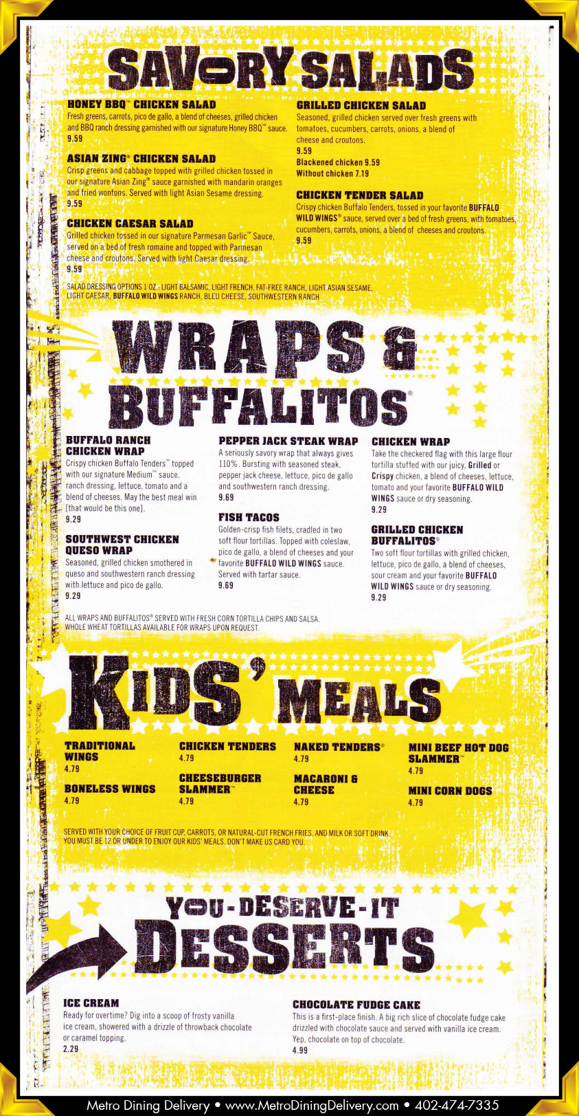 Buffalo Wild Wings Menu Nutrition Pdf