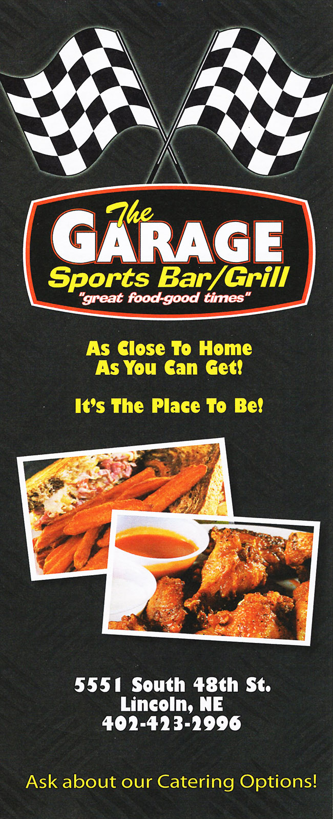 The Garage Sports Bar & Grill Menu Page 1