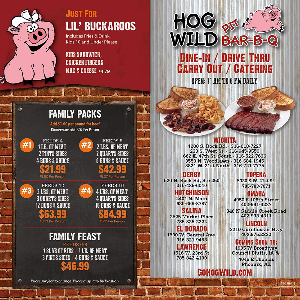 Hog Wild Pit BBQ Menu Lincoln Nebraska