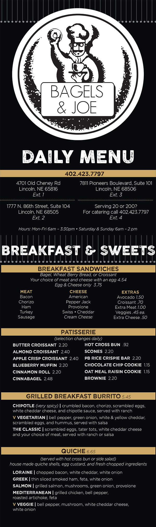 Bagels & Joe Full Menu Lincoln Nebraska - Page 1